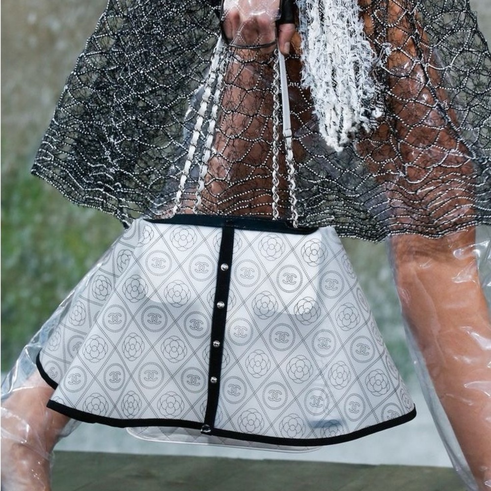 Auth Chanel Camellia CC Logo Handbag Raincoat Cape - New Condition